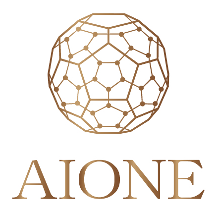 AIONE ロゴ（フラーレン 32面体）